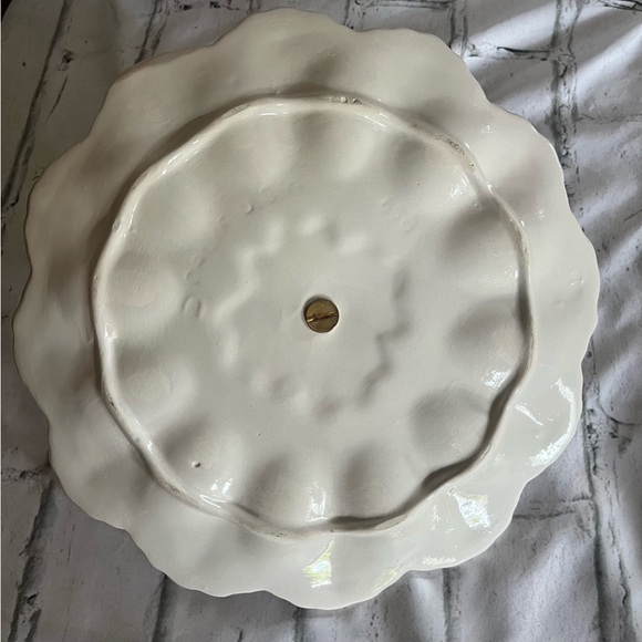 California Pottery Egg Plate Retro Handle Scalloped Edge Ornate Grape Pattern - Picture 5 of 15